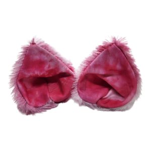 Handmade clip-on cat ears pink ombré gradient with fluffy faux fur trim kawaii cosplay accessories | Pirate Spirit