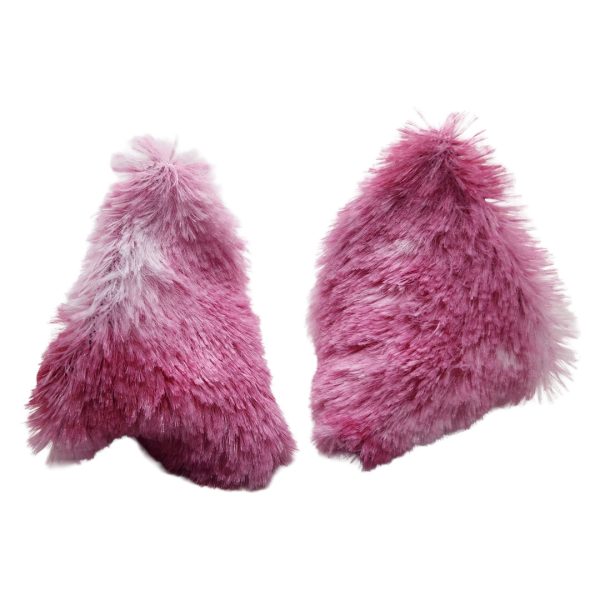 Handmade clip-on cat ears pink ombré gradient with fluffy faux fur trim kawaii cosplay accessories | Pirate Spirit